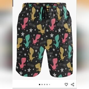 Mens MEDIUM Novelty Dinosaur Swim Shorts New